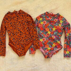 Cat & Jack Kids Swim One Piece - Orange Leopard and Floral